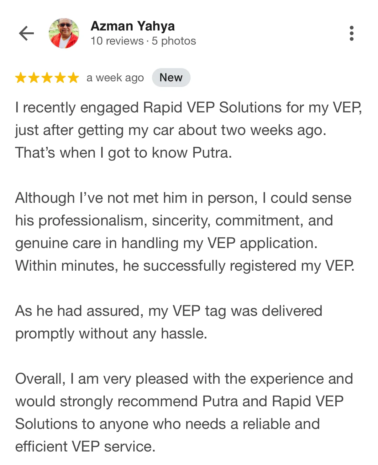 Andy Chew Google Review