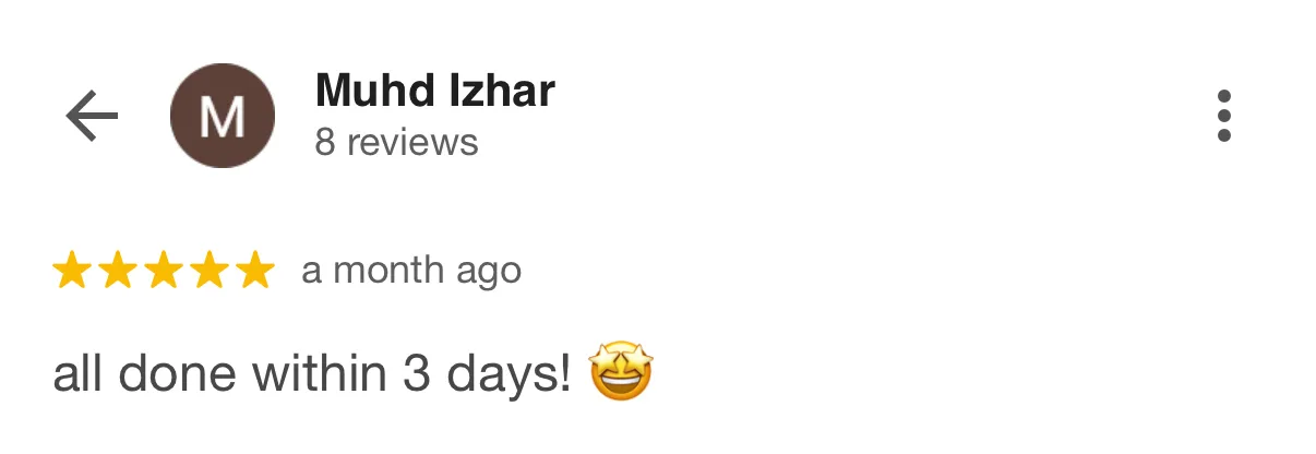 Azman Yahya Google Review