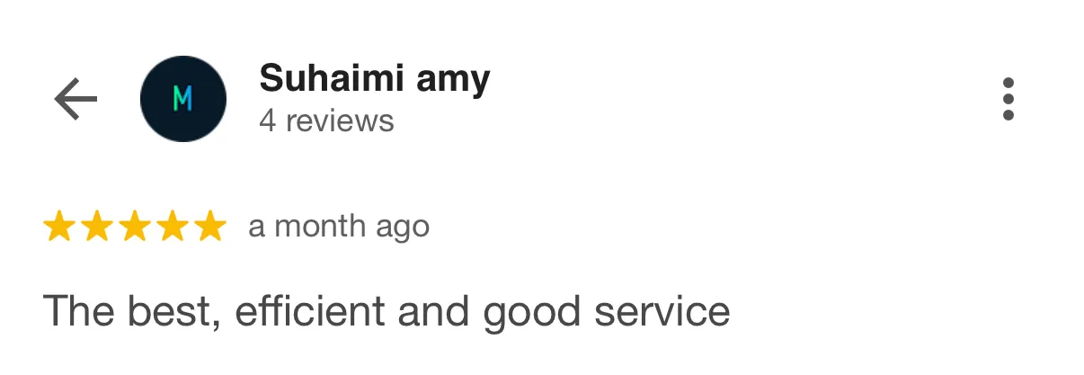Suhaimi Amy Google Review
